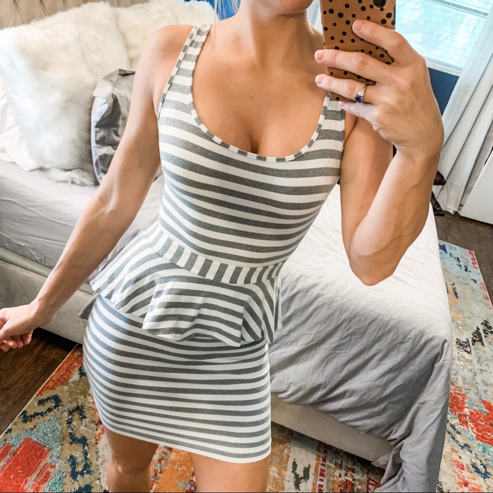 Striped peplume dress